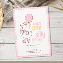 Rosa Gingham-Mädchen One Silly Goose 1. Geburtstag