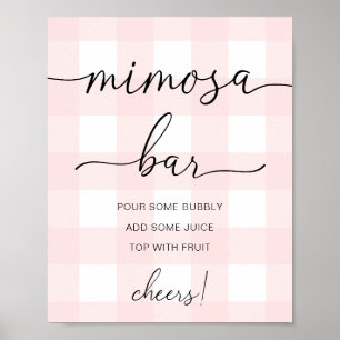 Rosa Gingham Mimosa Bar Schild