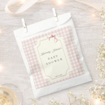 Rosa Gingham mit Schleife Baby Shower