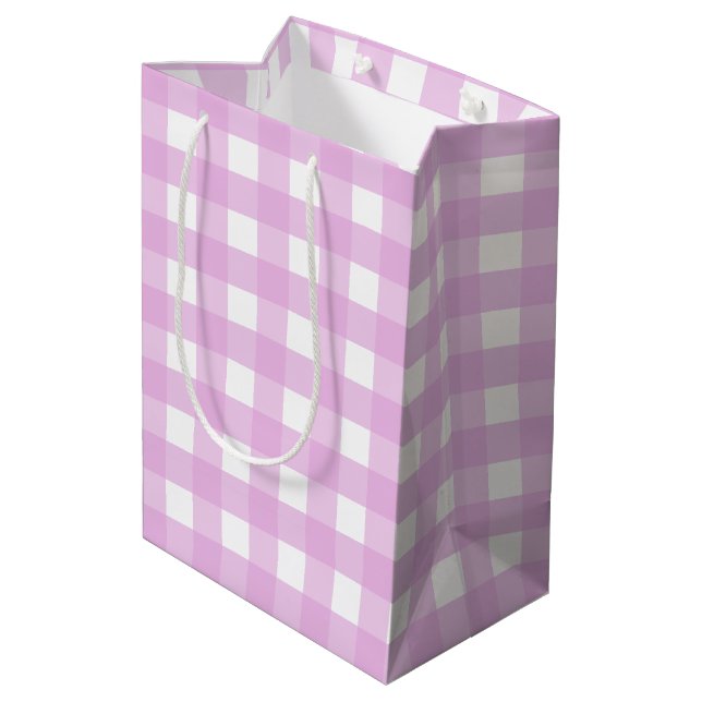 Rosa Gingham Mittlere Geschenktüte (Rückseite Schrägansicht)