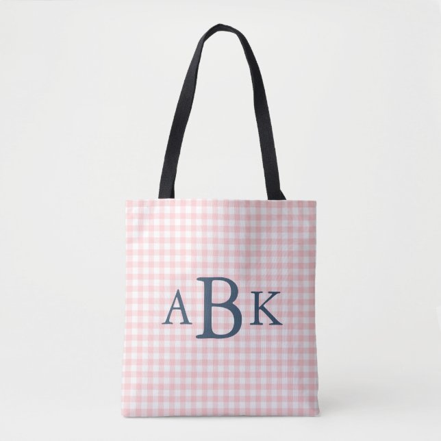 Rosa Gingham-Monogramm (Vorderseite)