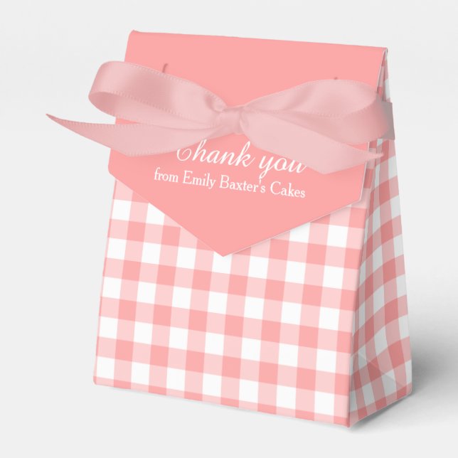 Rosa Gingham-Muster danke Ihnen Geschenkboxen Geschenkschachtel (Vorderseite)