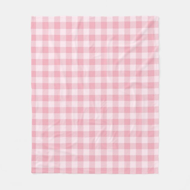 Rosa Gingham-Muster Mädchenhaft Kariert Kariert Fleecedecke (Vorderseite)