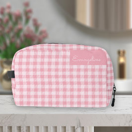 Rosa Gingham-Muster Mädchenhaft Kariert Karomuster Waschbeutel