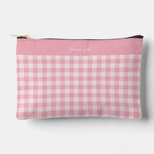 Rosa Gingham-Muster Mädchenhaft Kariert Karomuster Zubehörtasche
