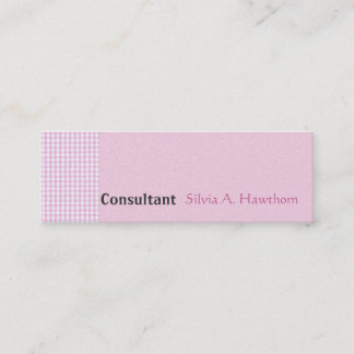 Rosa Gingham-Muster-Zitat Raum Minimal Vintage Mini Visitenkarte