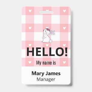 Rosa Gingham Namensband   Personalisierter ID-Ausw Ausweis