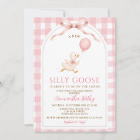 Rosa Gingham Neuer Dummer Gänse-Bogen Baby Shower
