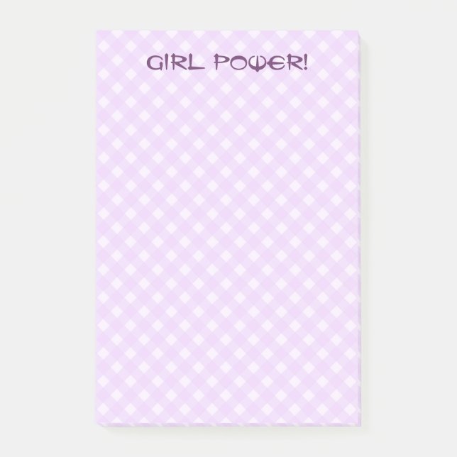 rosa Gingham-Notizen Post-it Klebezettel (Vorderseite)