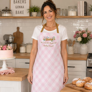 Rosa Gingham Nudelholz Bäckerei  Schürze