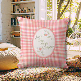 Rosa Gingham "Nur noch ein Kapitel" Lesecke Kissen