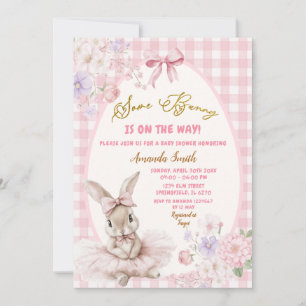 Rosa Gingham Ostern Some Bunny Floral Baby Shower Einladung