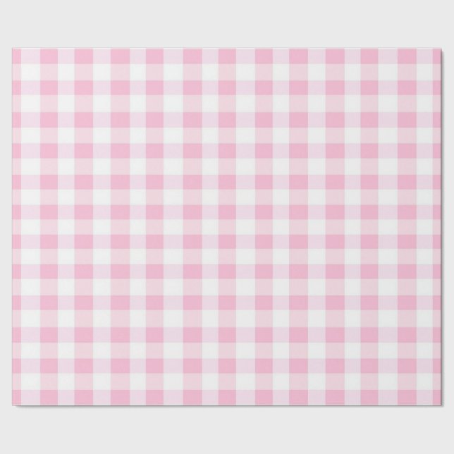 Rosa Gingham-Packpapier Geschenkpapier (Saum)