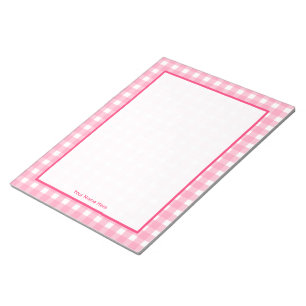 Rosa Gingham-personalisierter Notizblock