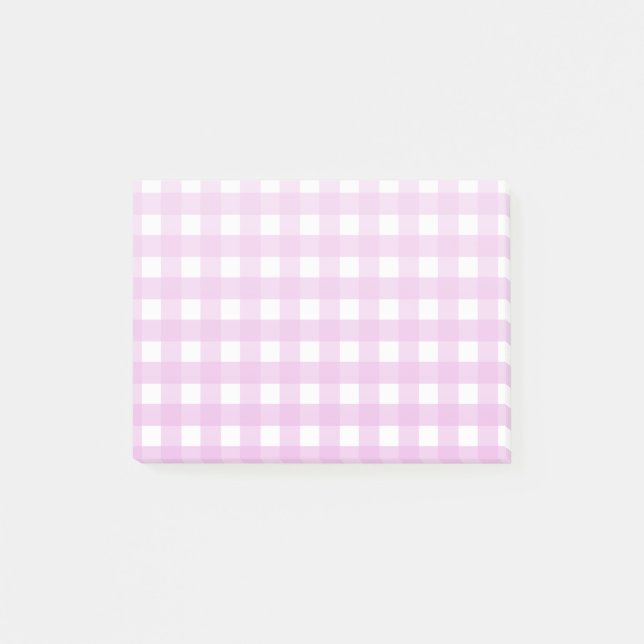 Rosa Gingham Post-it Klebezettel (Vorderseite)
