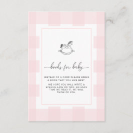 Rosa Gingham Rocking Horcking Book Request Card Begleitkarte