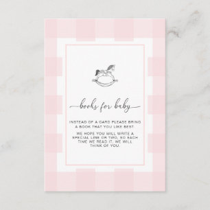 Rosa Gingham Rocking Horcking Book Request Card Begleitkarte