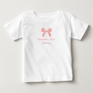 Rosa Gingham Rosa Schleife Geburtstag Baby T-shirt