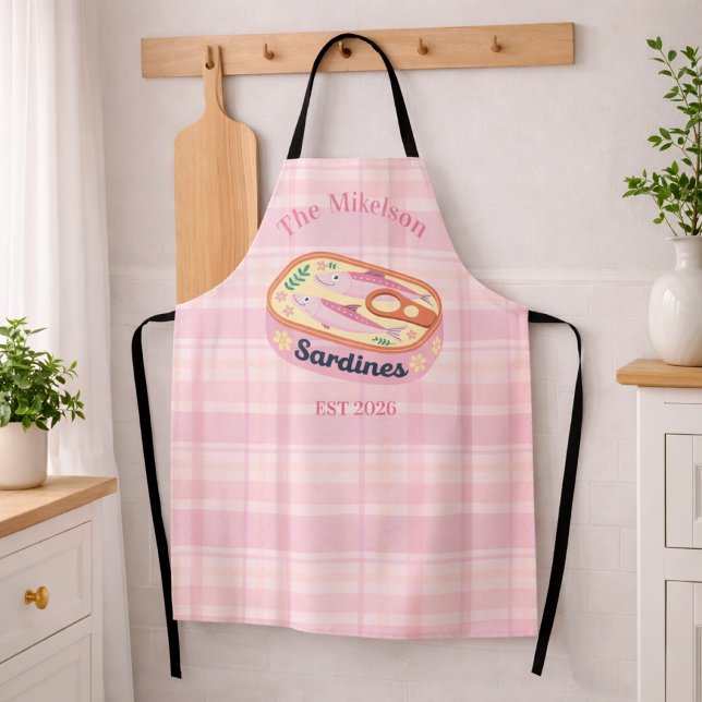 Rosa Gingham-Sardinen benutzerdefinierte Familie Schürze (Von Creator hochgeladen)