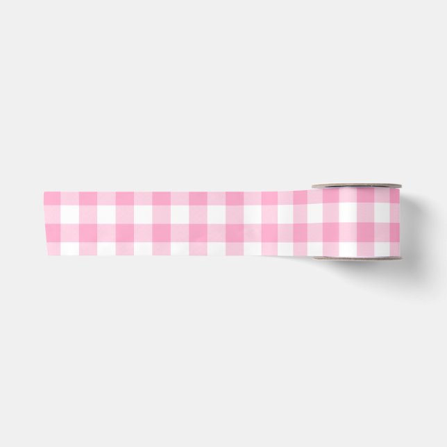 Rosa Gingham Satinband (Vorderseite)