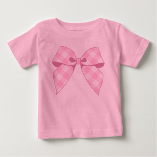 Rosa Gingham-Schleife Rosa Tutu Baby-Body Baby T-shirt