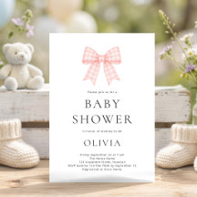 Rosa Gingham-Schleifen-Baby-Party