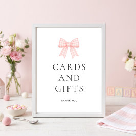 Rosa Gingham-Schleifen-Karten-Geschenke Baby Showe Poster