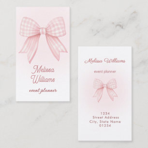 rosa Gingham-Schleifen-Logo Visitenkarte