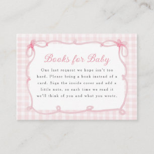 Rosa Gingham-Schleifenrahmen Bücher für Baby Begleitkarte