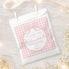 Rosa Gingham-Schmachtlappen-Schleife-Tauf-Dessert Geschenktütchen