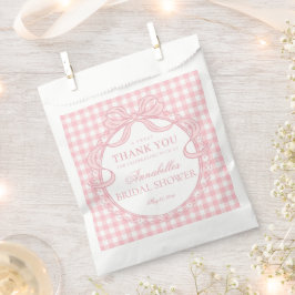 Rosa Gingham-Schmetterlings-Schleifen-Brautabschie Geschenktütchen