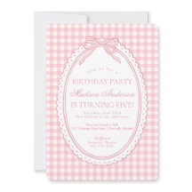 Rosa Gingham-Schmetterlings-Schleifen-Geburtstagsf