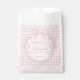 Rosa Gingham-Schmetterlings-Schleifen-Geburtstagsf Geschenktütchen