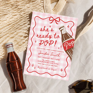 Rosa Gingham Sie ist bereit, Baby-Shower zu platze Einladung