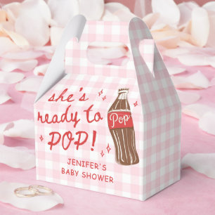 Rosa Gingham Sie ist bereit zu knallen Baby Shower Geschenkschachtel