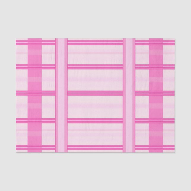 Rosa Gingham-Streifen-Karomuster Seidenpapier (Vorderseite)