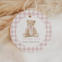 Rosa Gingham-Teddybär-Baby-Party