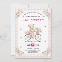 Rosa Gingham-Teddybär-Fahrrad-Baby-Party
