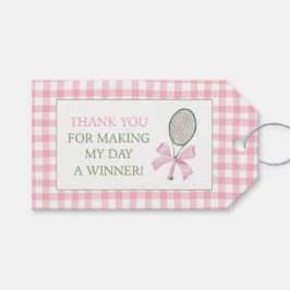 Rosa Gingham-Tennis-Dankeschön-Geschenk-Anhänger Geschenkanhänger