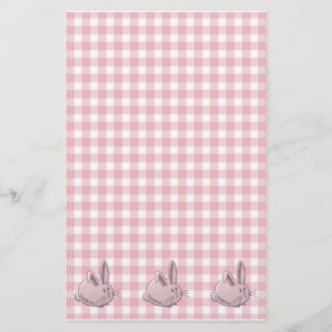 Rosa Gingham und Bollen Briefpapier