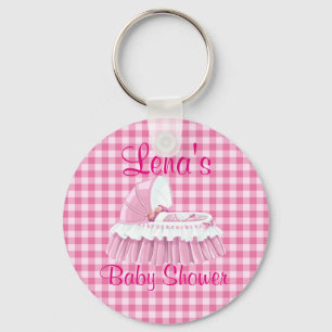 Rosa Gingham Vintage-Baby-Bettwäsche-Anhänger Schlüsselanhänger