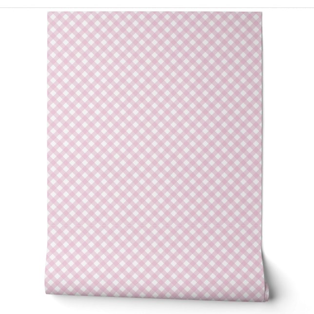 Rosa Gingham-Wandmuster Tapete (Abrollen)
