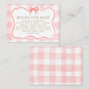 Rosa Gingham Wellenrahmen Schleifen Bücher Für Bab Begleitkarte