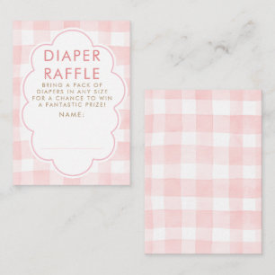 Rosa Gingham-Windel-Raffle-Baby-Shower-Tickets Begleitkarte