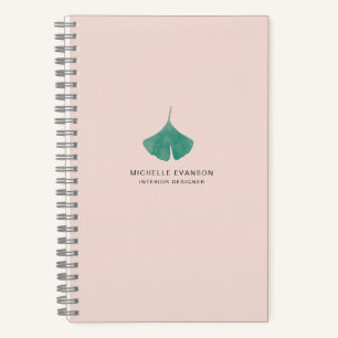 Rosa Ginkgo Leaf Einfache Natur Notizbuch