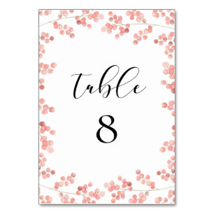 Rosa Gipskraut Hochzeit mit floralen Aquarellen Tischnummer