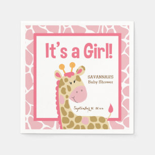 Rosa Giraffe Es ist ein Mädchen Individuelle Servi Serviette