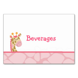Rosa Giraffe Girl Safari Tischkarte Tischnummer