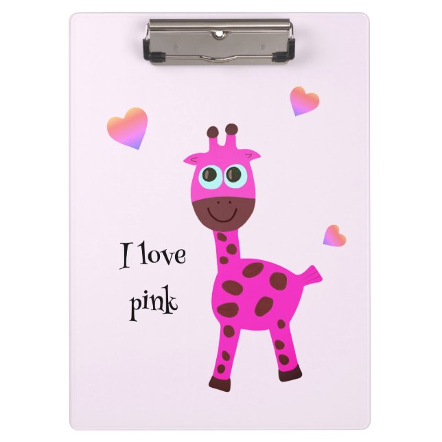 Rosa Giraffe Klemmbrett (Vorderseite)