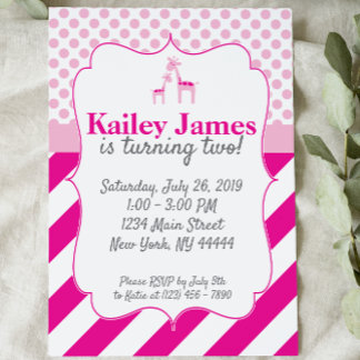 Rosa Giraffe zum Geburtstag Einladung